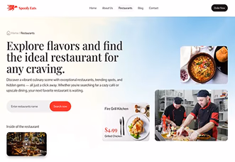 Mobile view of Local Restaurant Website project